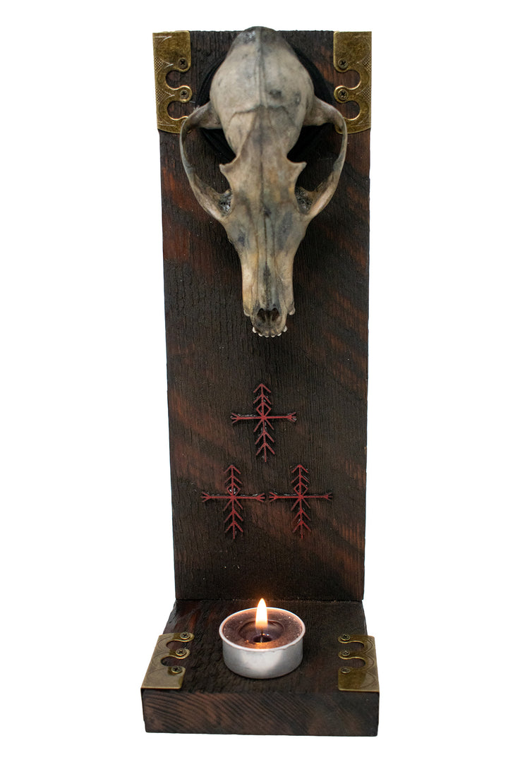 Blackened Fox Skull Home Warding Altar