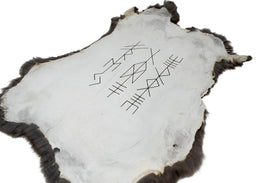 burnt rabbit hide altar cloth - Odin, Freya and Thor bindrunes for ritual work