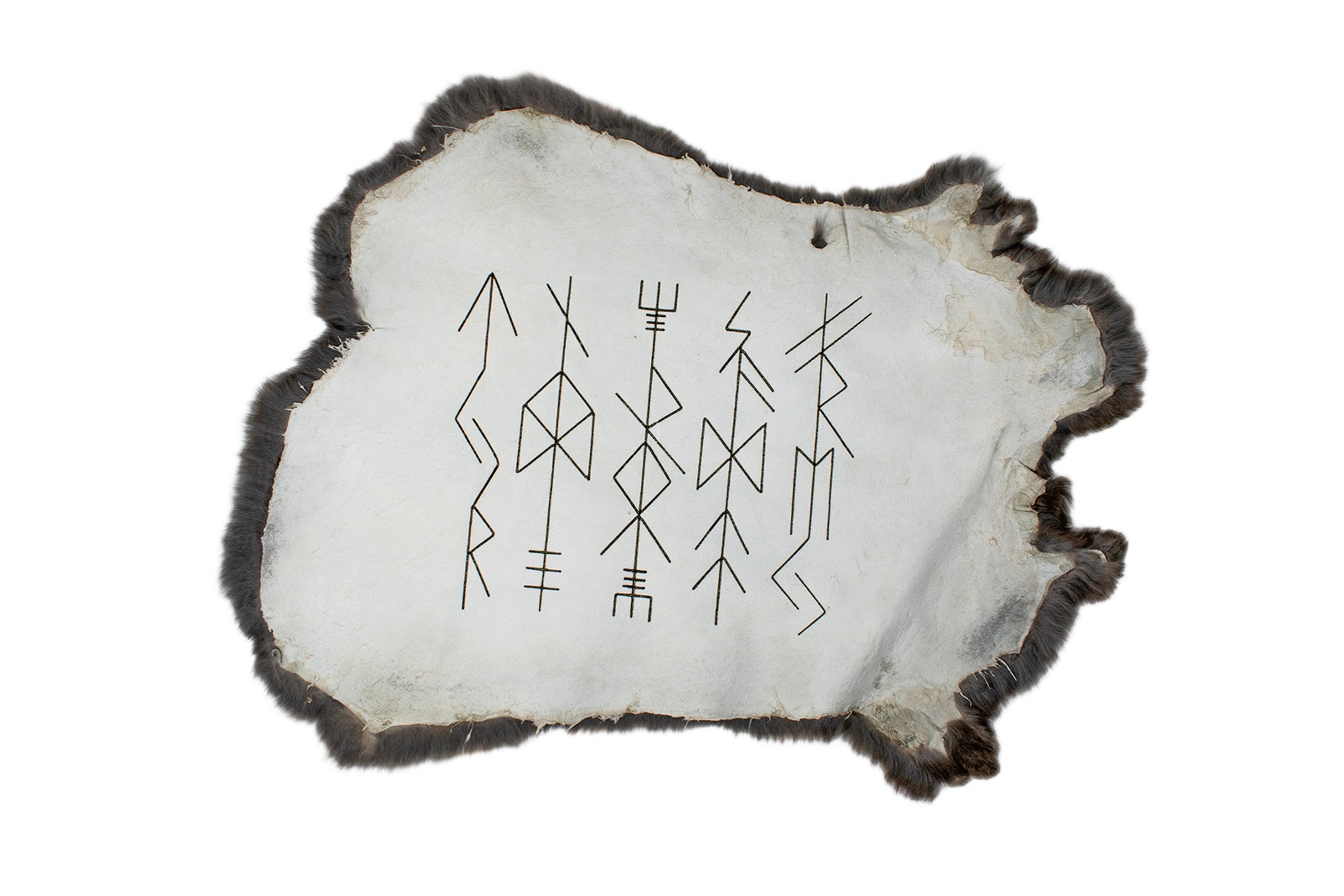 burnt rabbit hide altar cloth - Bindrunes of the norse gods