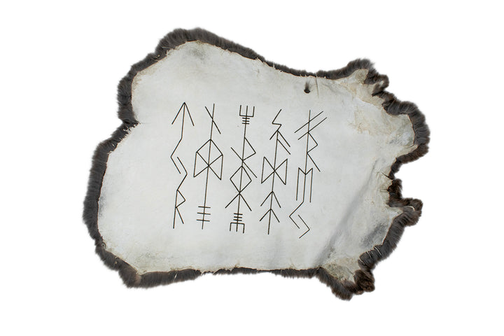 burnt rabbit hide altar cloth - Bindrunes of the norse gods