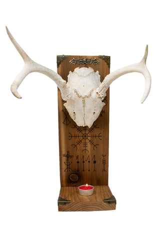 Image of Deer Antler Altar with Icelandic Stave Engravings
