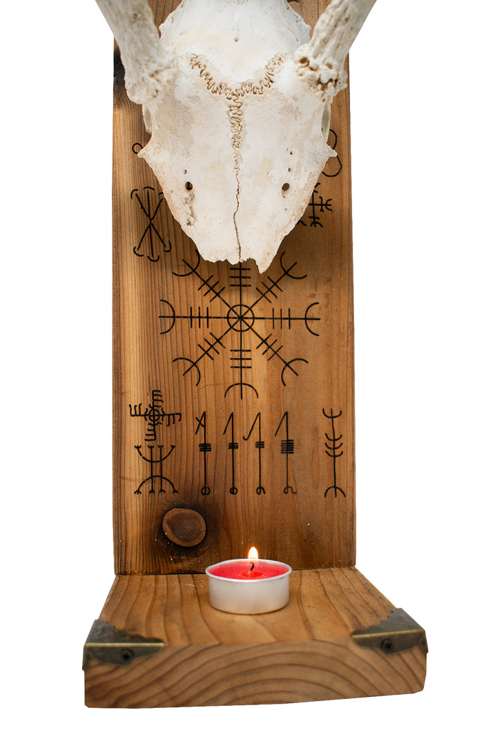 Deer Antler Altar with Icelandic Stave Engravings