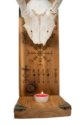 Deer Antler Altar with Icelandic Stave Engravings