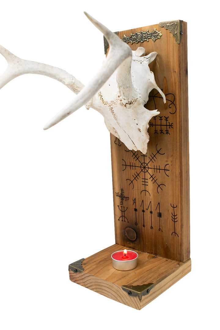 Deer Antler Altar with Icelandic Stave Engravings