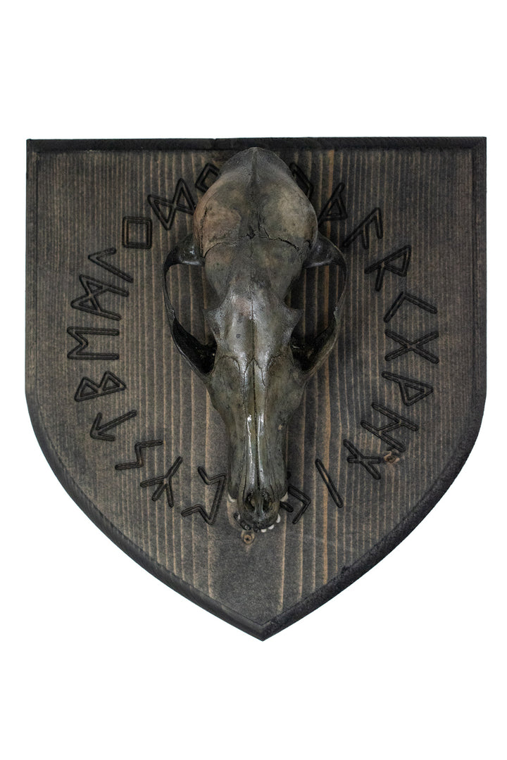 Blackened Fox Skull Elder Futhark Wall Hanger