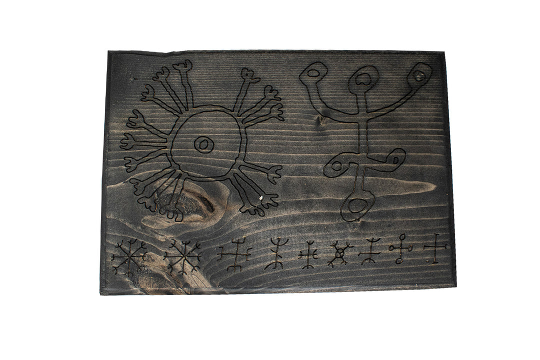 Mausoleum Altar With Icelandic Magical Staves And Deer Skull