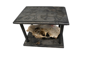 Mausoleum Altar With Icelandic Magical Staves And Deer Skull