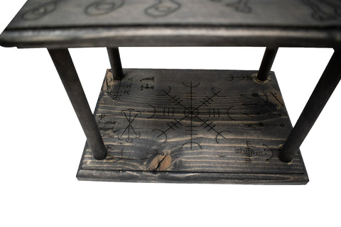 Image of Mausoleum Altar With Icelandic Magical Staves And Deer Skull