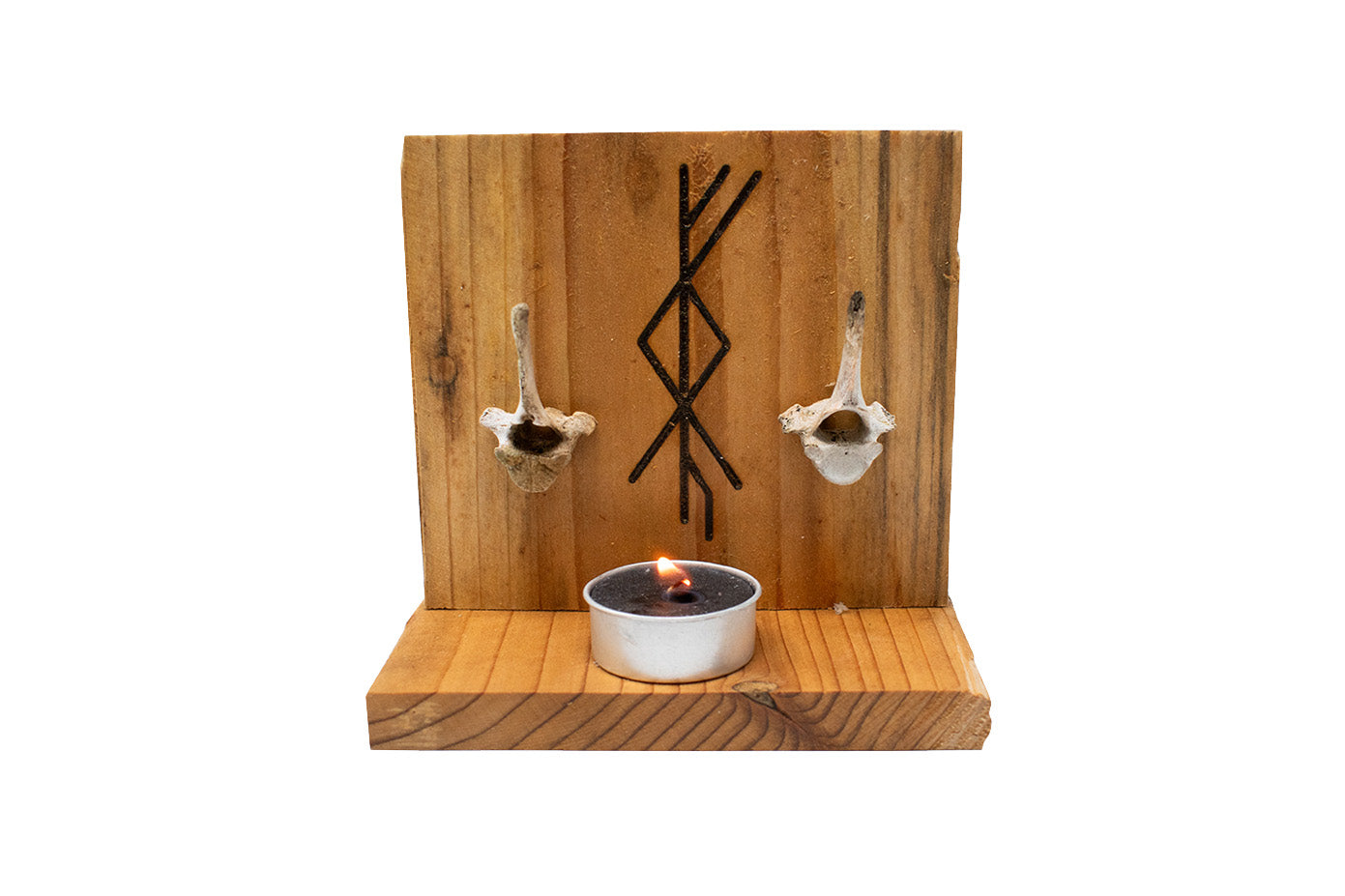 Coyote Vertebra Altar with Strength and Wealth of Home Bindrune