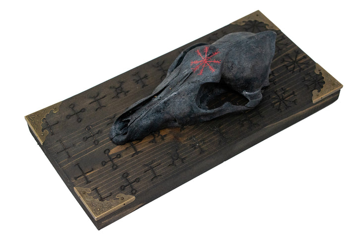 Blackened coyote skull Nine Helms wall hanger