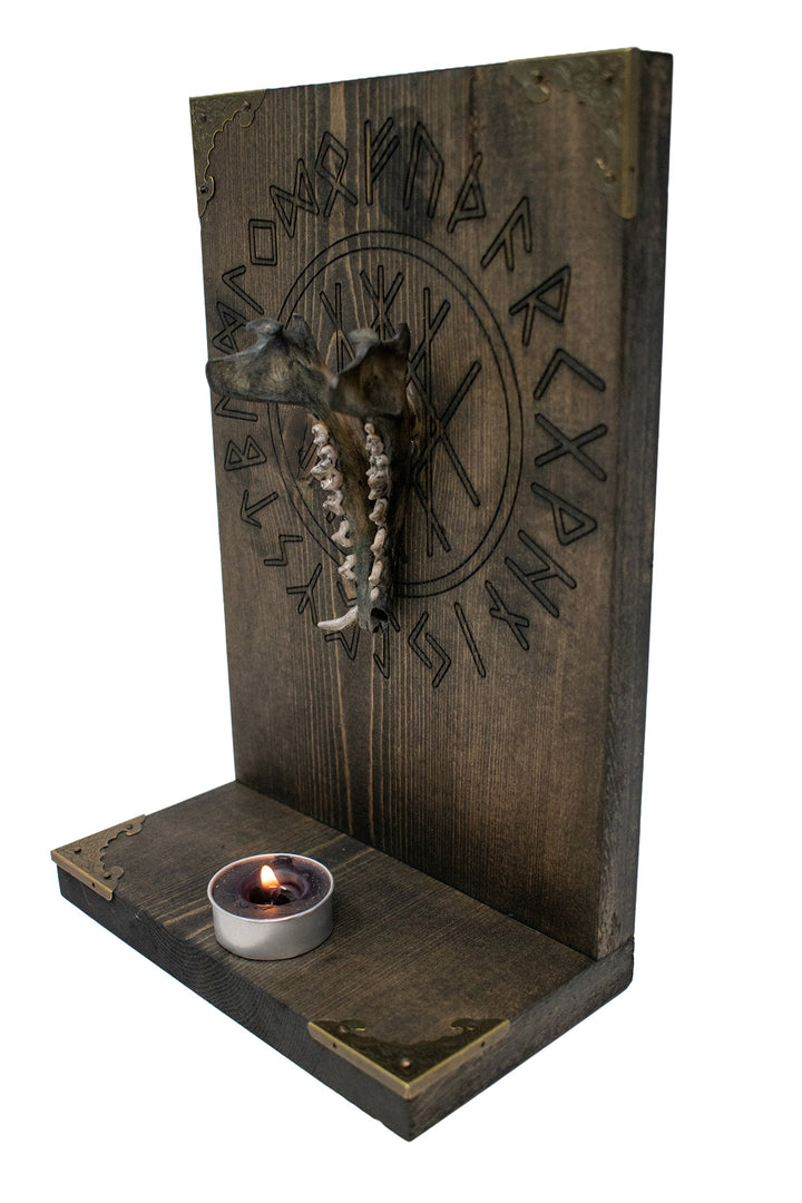 blackened coyote jawbone & web of wyrd altar