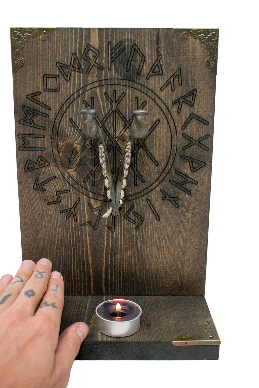 blackened coyote jawbone & web of wyrd altar