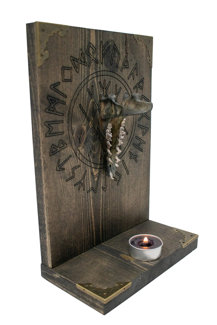blackened coyote jawbone & web of wyrd altar
