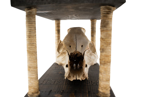 Image of Mausoleum Altar with Detachable Pig Skull and Protective Staves