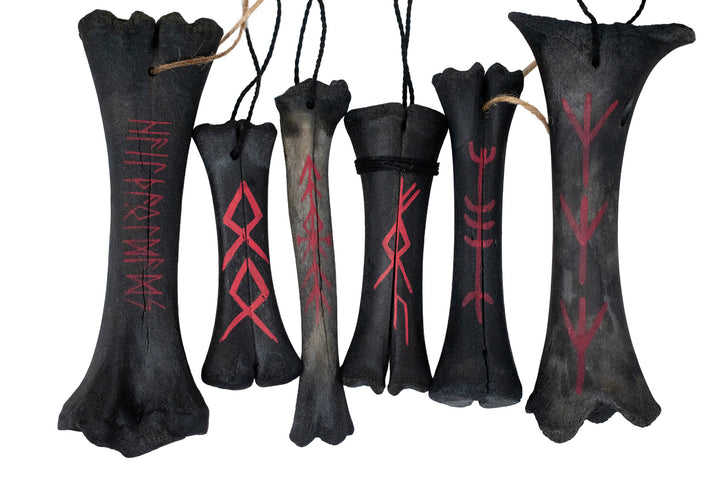 blackened ritual leg bone talismans