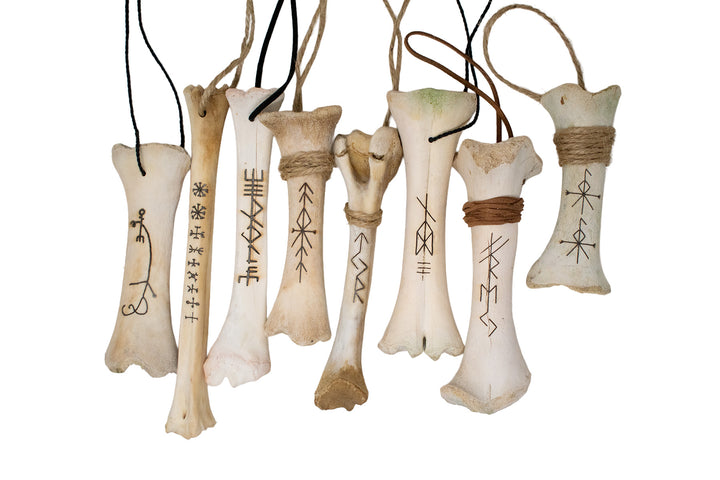 burned ritual leg bone talismans