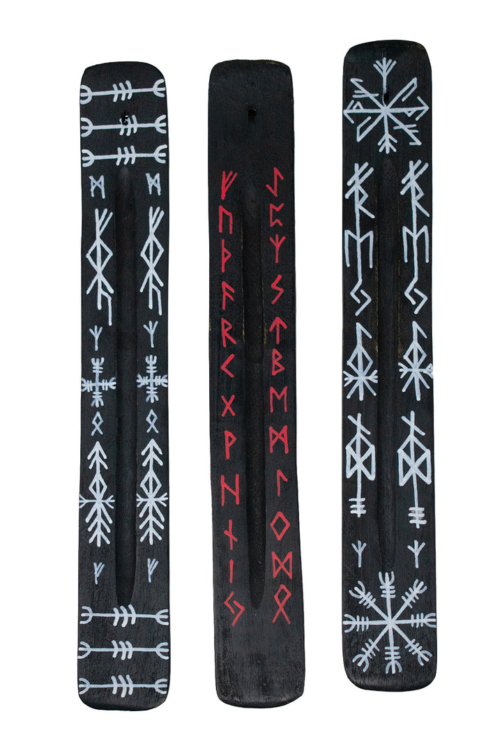 hand painted norse rune incense dishes