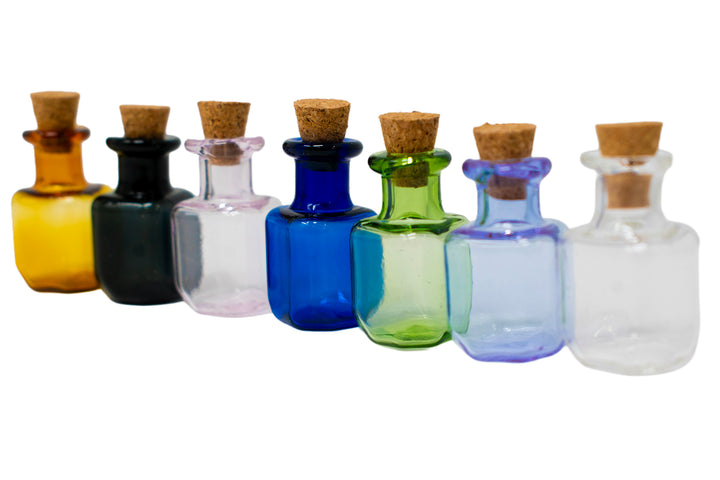 Set Of 7 Mini Glass Spell Jars