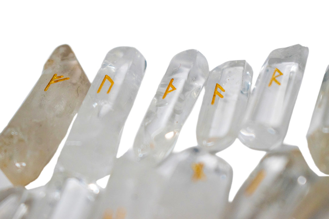 Artificial Quartz Elder Futhark Rune Set