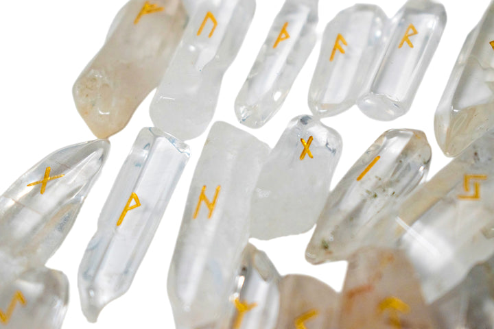 Artificial Quartz Elder Futhark Rune Set