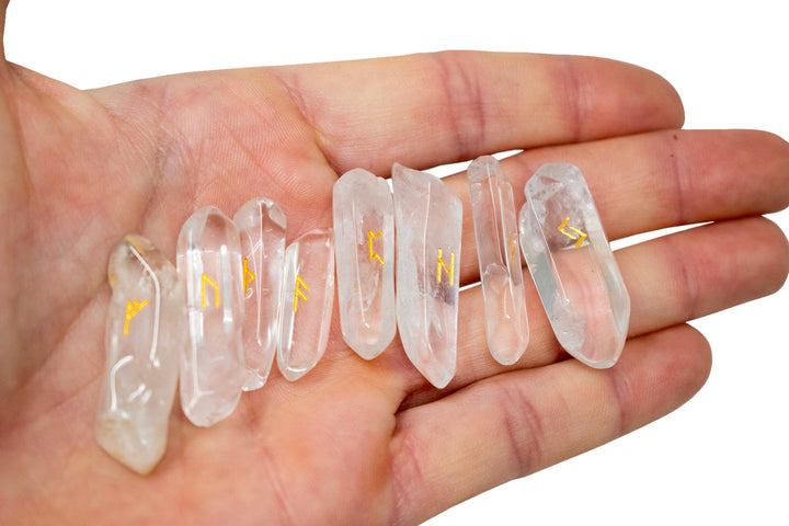 Artificial Quartz Elder Futhark Rune Set