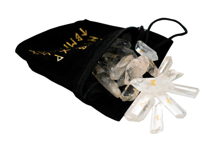 Artificial Quartz Elder Futhark Rune Set
