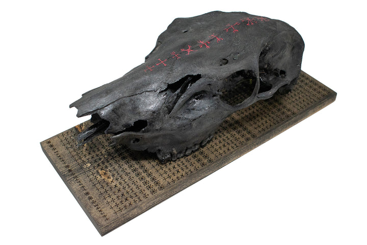 nine helms of awe blackened elk skull wall hanger