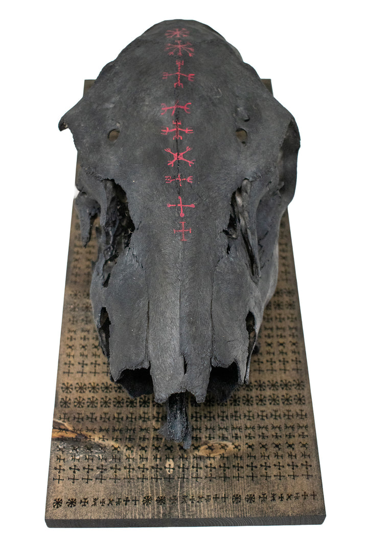 nine helms of awe blackened elk skull wall hanger