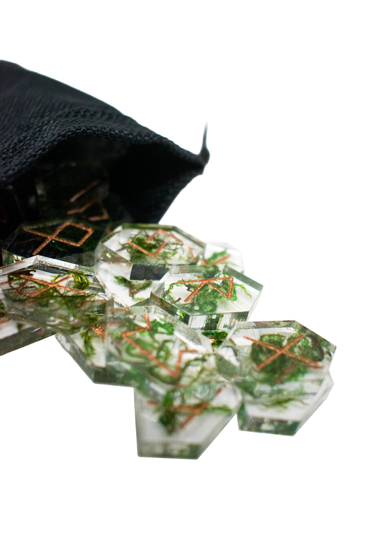 moss elder futhark rune set