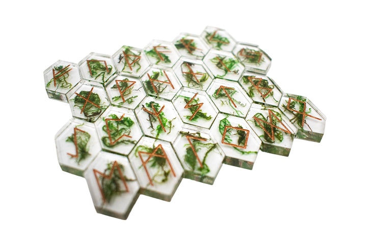 moss elder futhark rune set