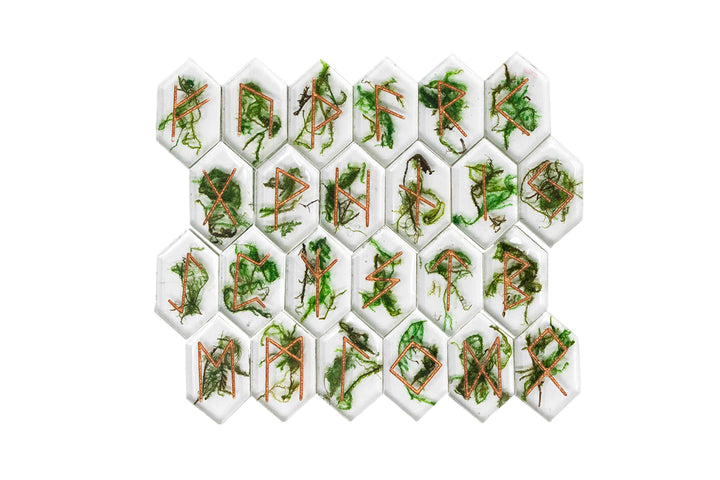 moss elder futhark rune set