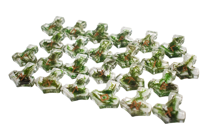 mossy mjolnir elder futhark rune set