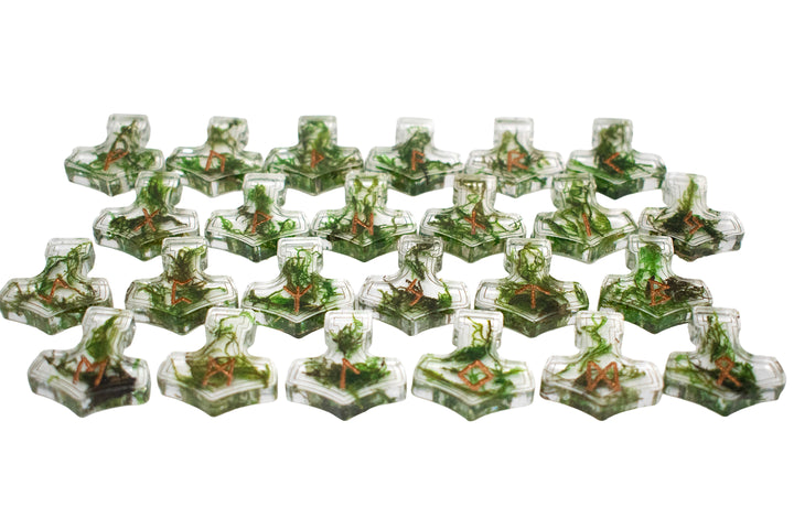 mossy mjolnir elder futhark rune set