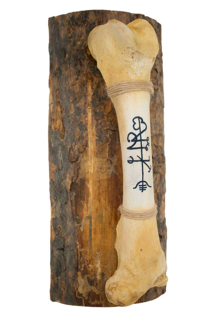 Painted deer leg bone – lukkustafir stave