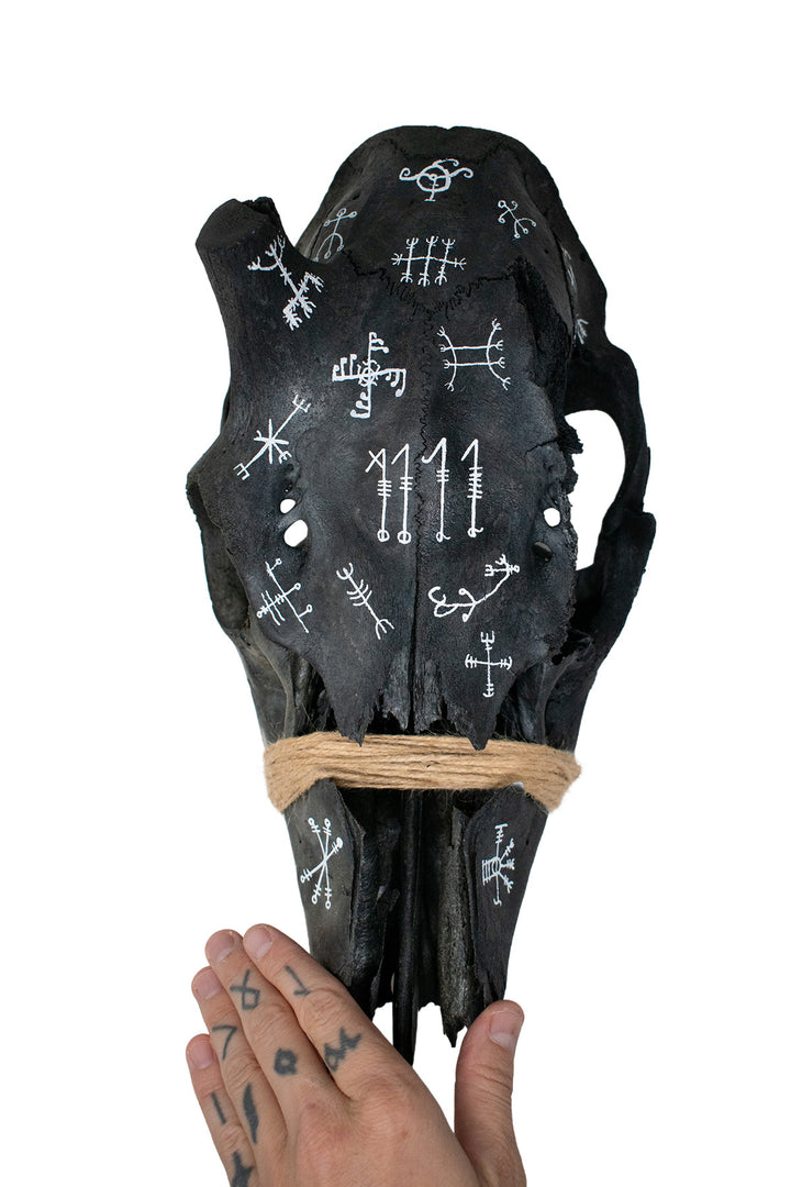 blackened elk skull icelandic magical staves
