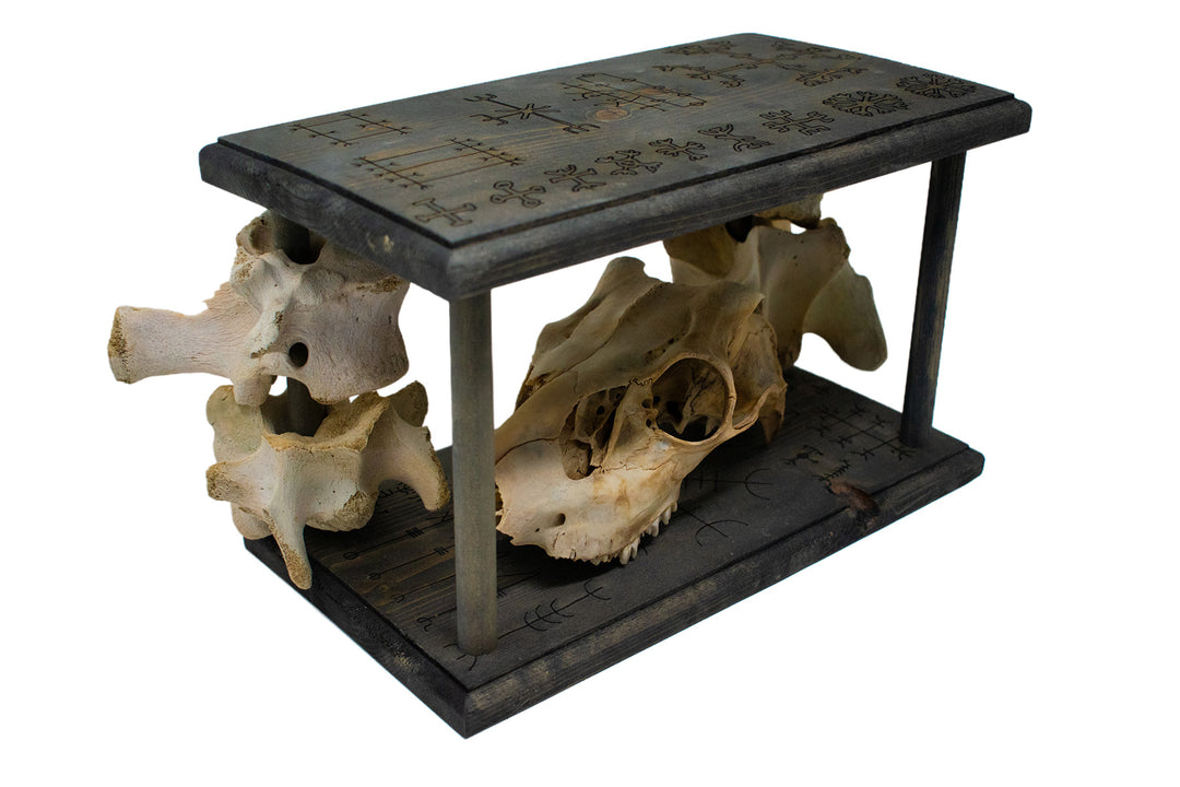 Mausoleum Altar with Detachable Deer Skull and Icelandic Magical Staves