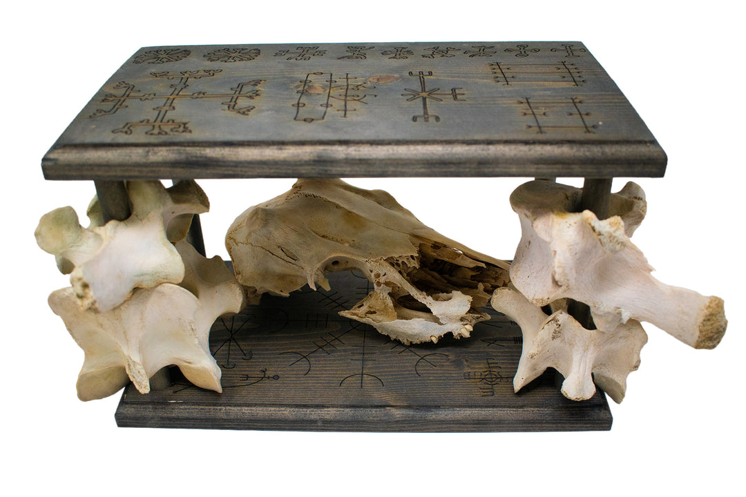 Mausoleum Altar with Detachable Deer Skull and Icelandic Magical Staves