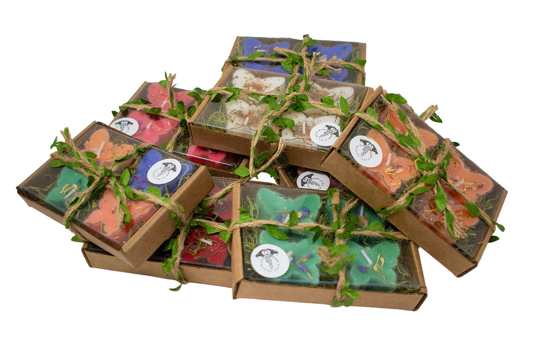 Forest witch butterfly tealight candles
