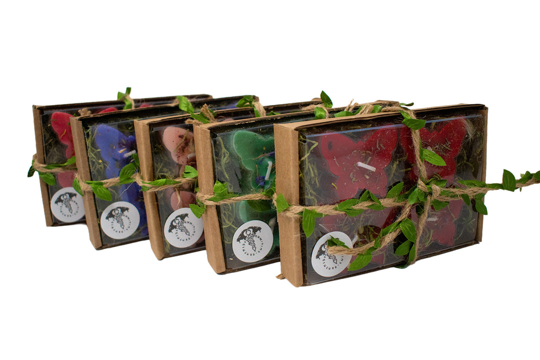 Forest witch butterfly tealight candles