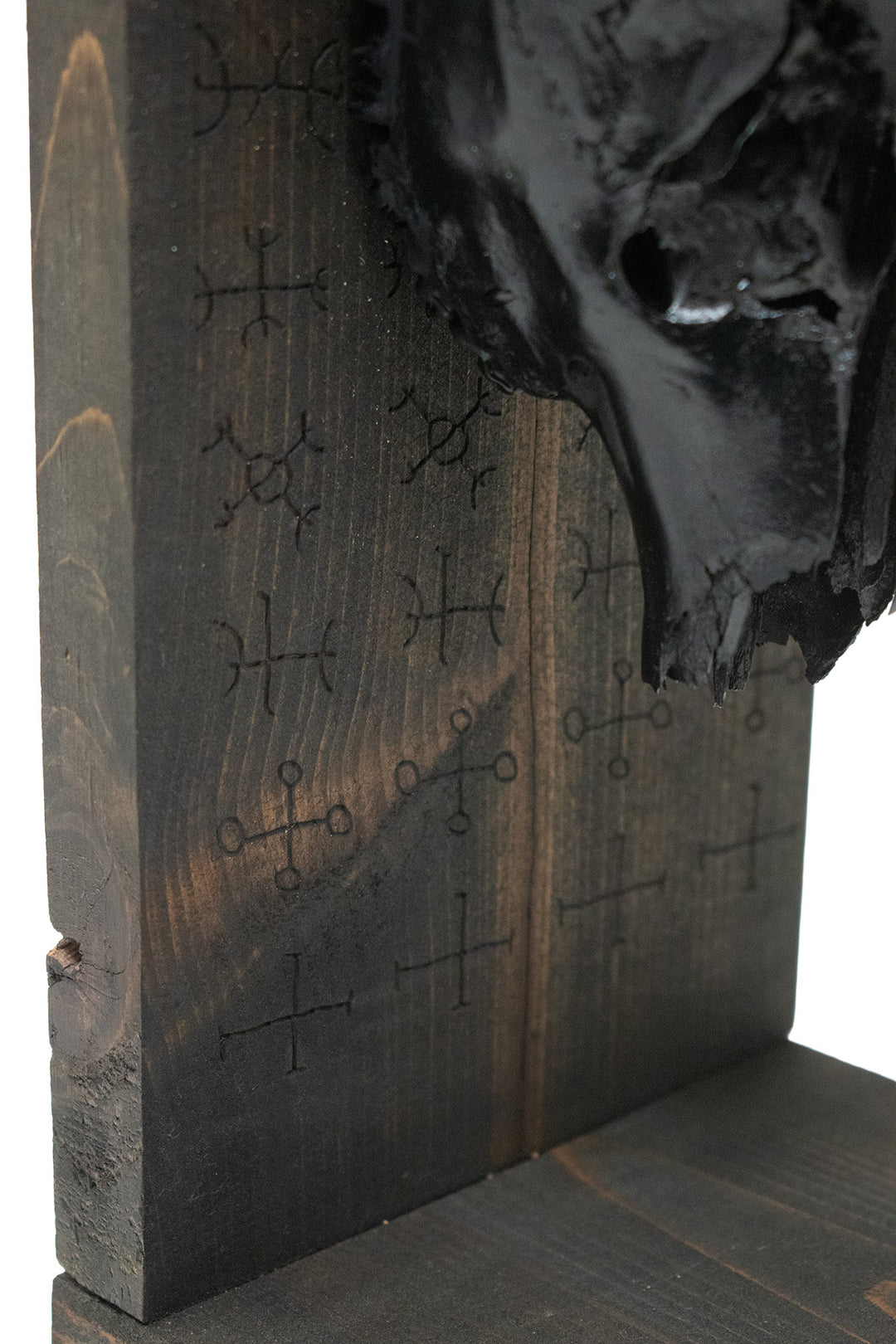 Blackened Deer Skull Altar with Helm of Awe & Icelandic Magical Staves