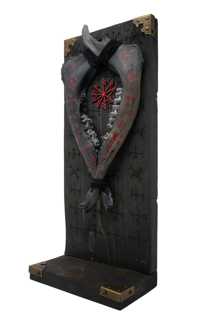 Blackened Deer Jawbone Nine Helms of Awe Altar