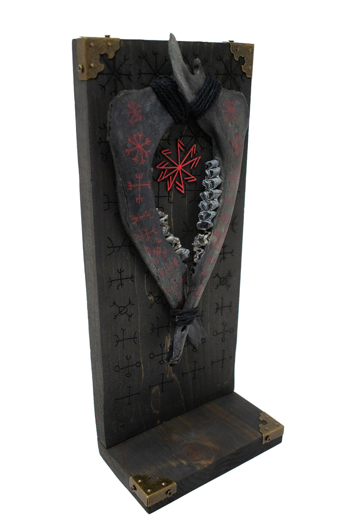 Blackened Deer Jawbone Nine Helms of Awe Altar