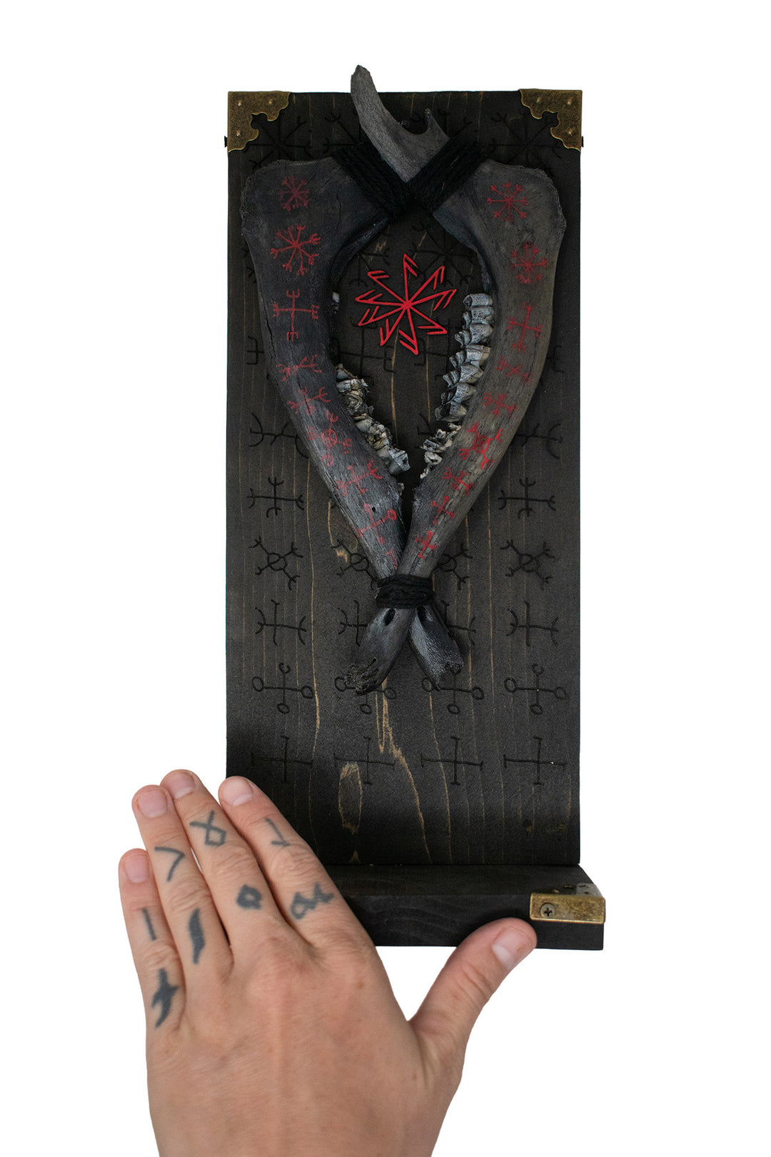 Blackened Deer Jawbone Nine Helms of Awe Altar