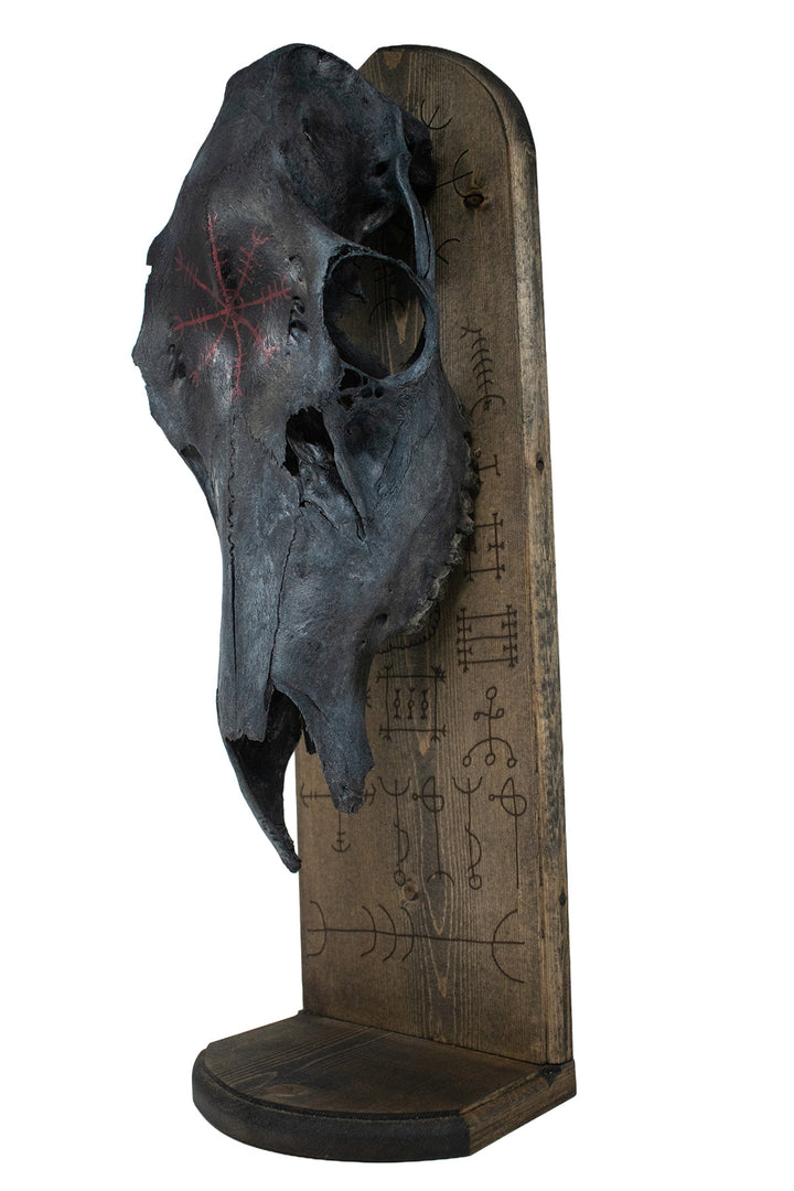 Blackened Elk Skull & Icelandic Magical Staves Altar