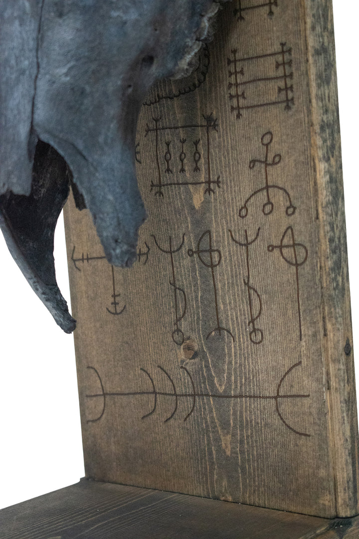Blackened Elk Skull & Icelandic Magical Staves Altar