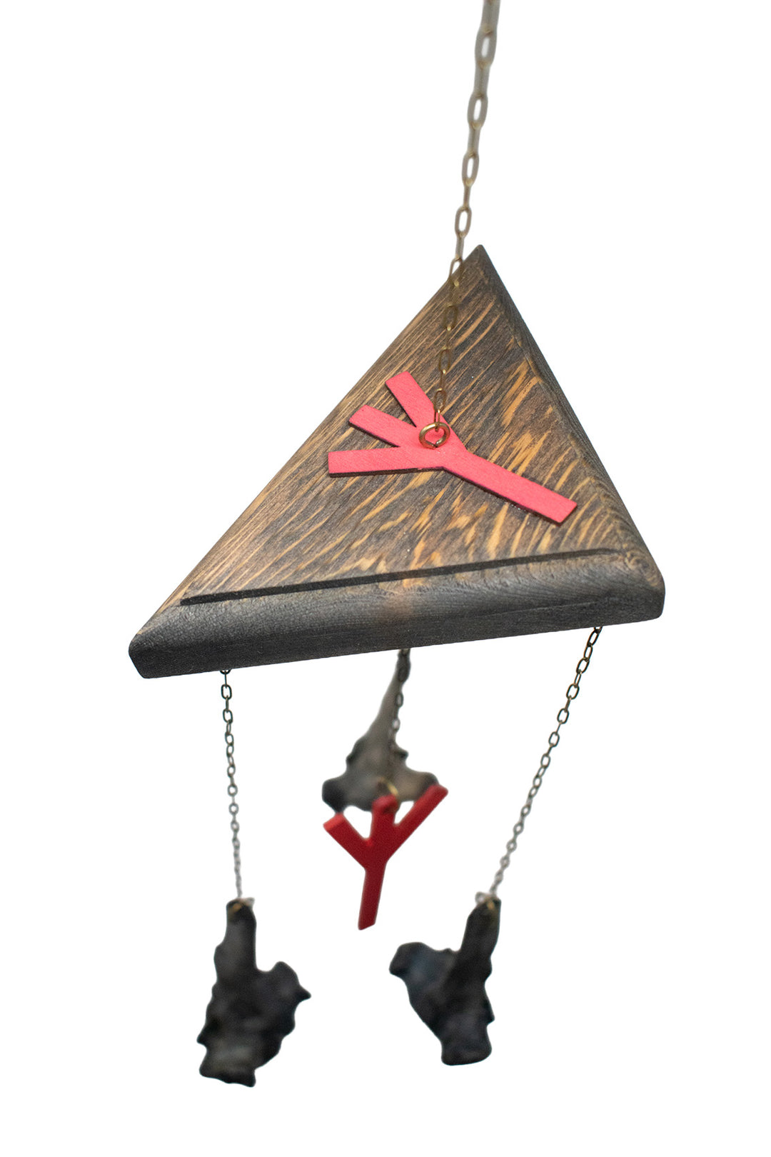 Algiz Rune & Blackened Deer Vertebra Chime