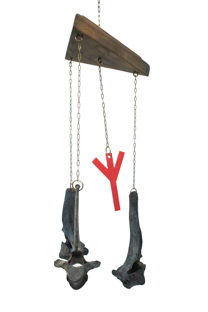 Algiz Rune & Blackened Deer Vertebra Chime