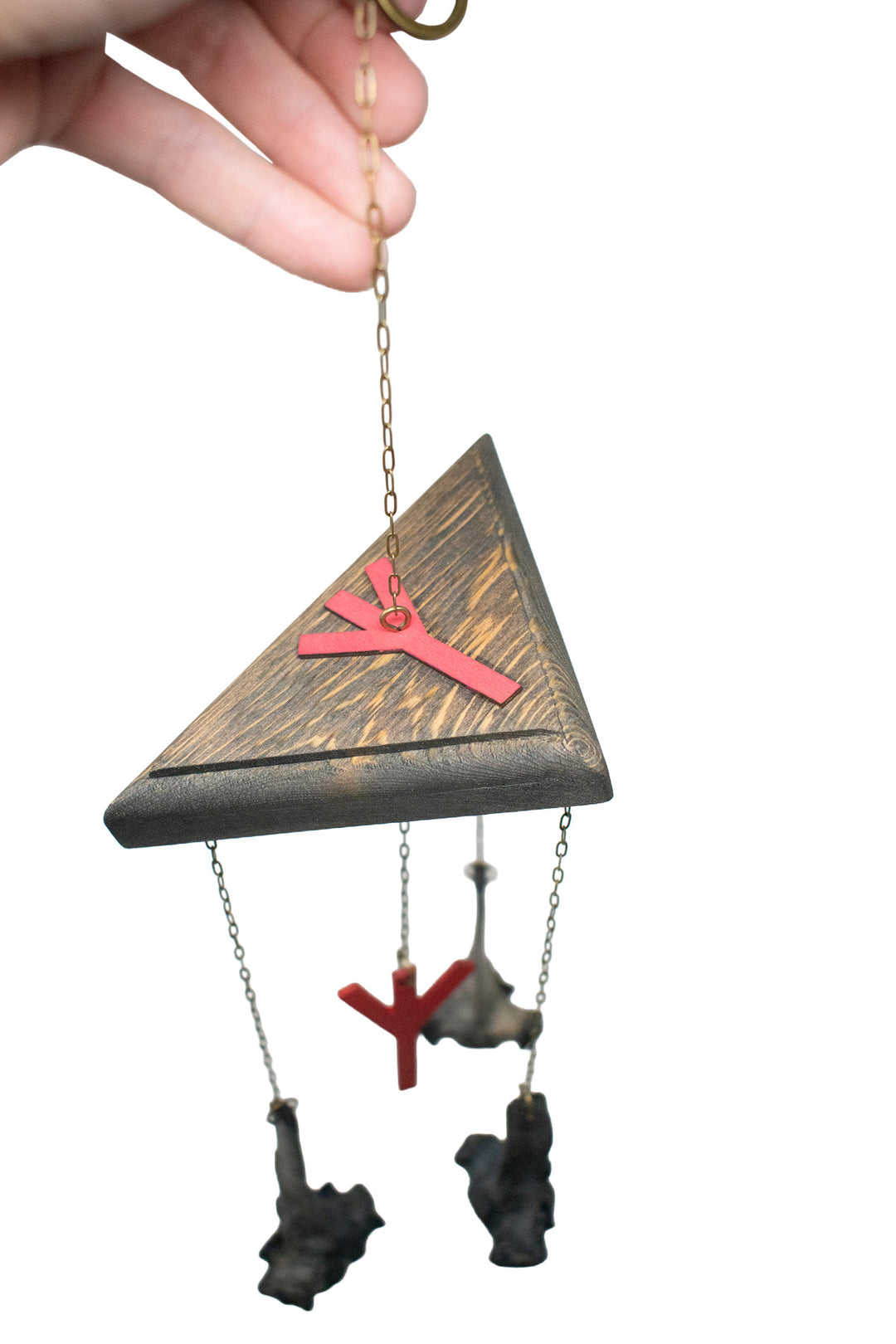 Algiz Rune & Blackened Deer Vertebra Chime