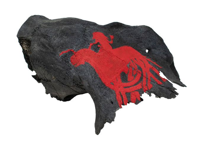 Blackened Elk Skull Cap with Hand Painted Odin Riding Sleipnir