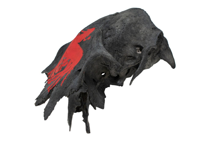 Blackened Elk Skull Cap with Hand Painted Odin Riding Sleipnir